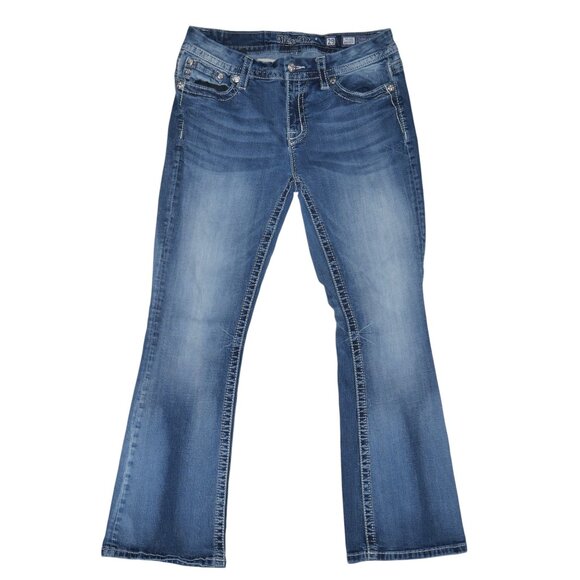 Miss Me Jeans Women’s 29/10 Easy Boot Bling Thick Stitch Western Blue Jeans - Picture 3 of 11